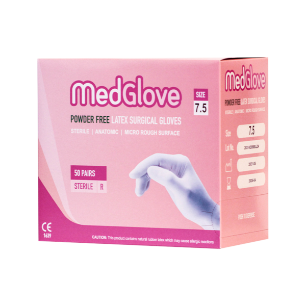 MedGlove Latex cərrahi pudrasız əlcək-steril (qutu yan)
